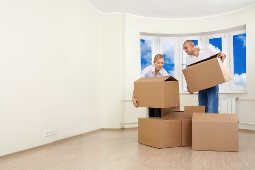Office relocation vehicle loading furniture in a London street