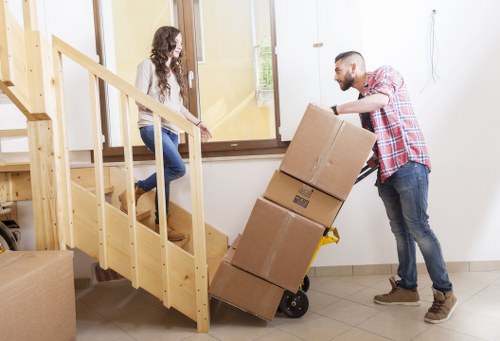 Packed household items ready for a Primrose Hill man and van move