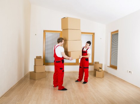Local office movers handling desks and boxes during a Primrose Hill relocation